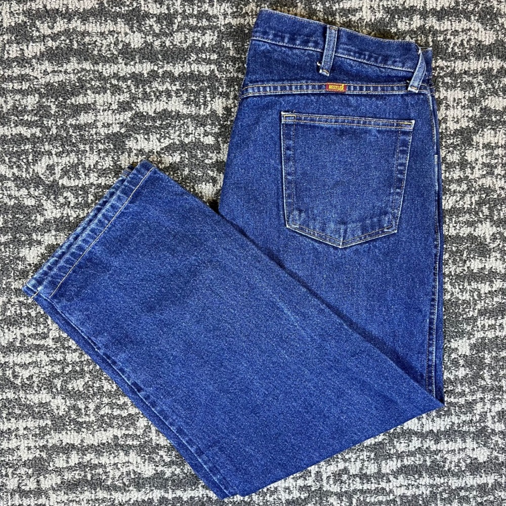 Rustler Mens Regular Fit Straight Leg Blue Denim Jeans 38x29 Dark Wash Cotton